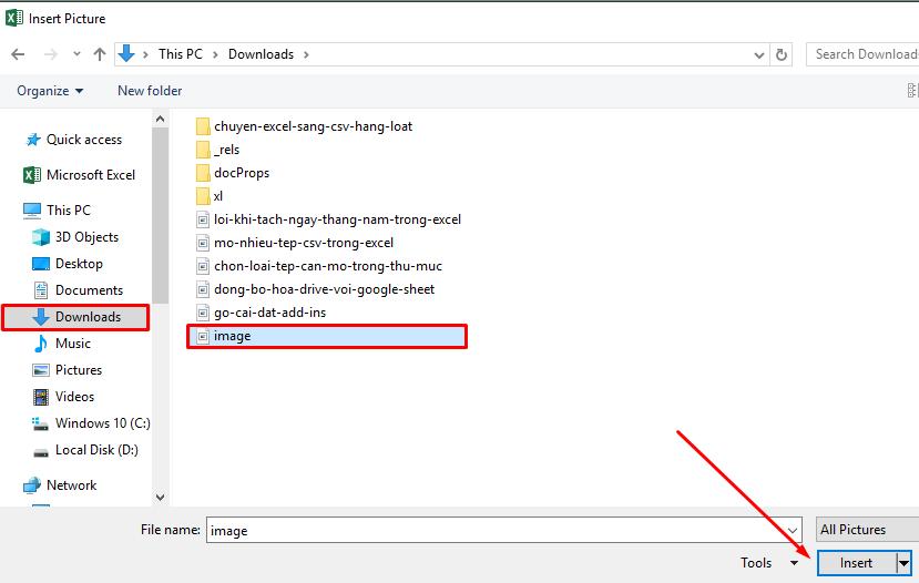 Cách chèn ảnh vào excel vừa ô từ máy tính