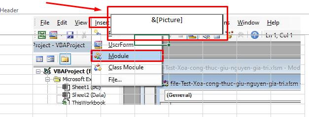 Click vào &[Picture] để hiện ảnh ở header