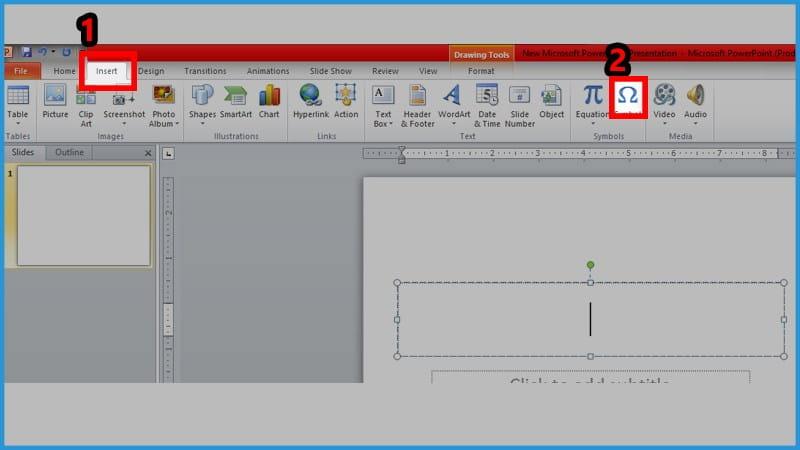 Chèn dấu tích bằng chức năng Symbol trong Powerpoint 1