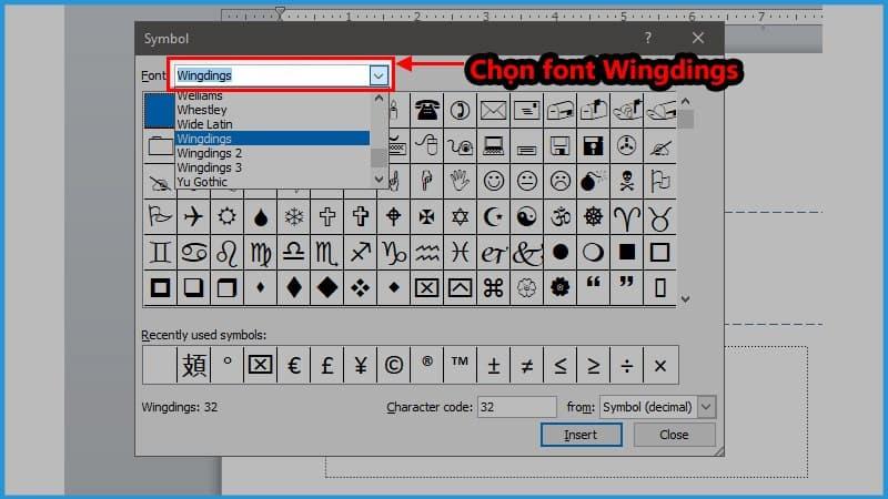 Chèn dấu tích bằng chức năng Symbol trong Powerpoint 2