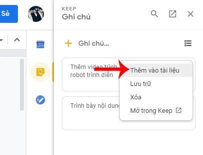 Thêm và xem ghi chú từ Google Keep