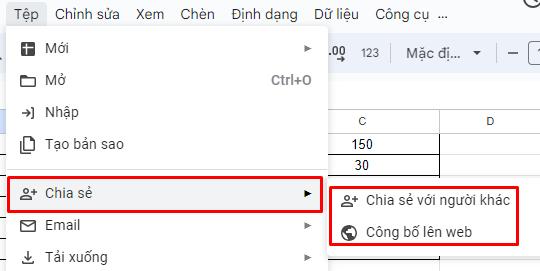 Chia sẻ file Google sheets