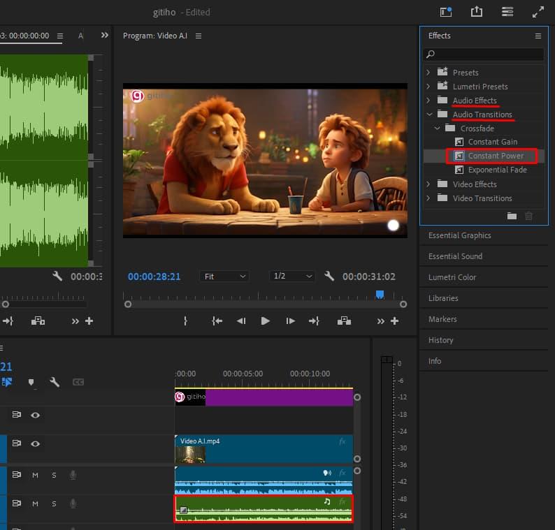 Chỉnh âm thanh trong adobe premiere to dần, nhỏ dần 1