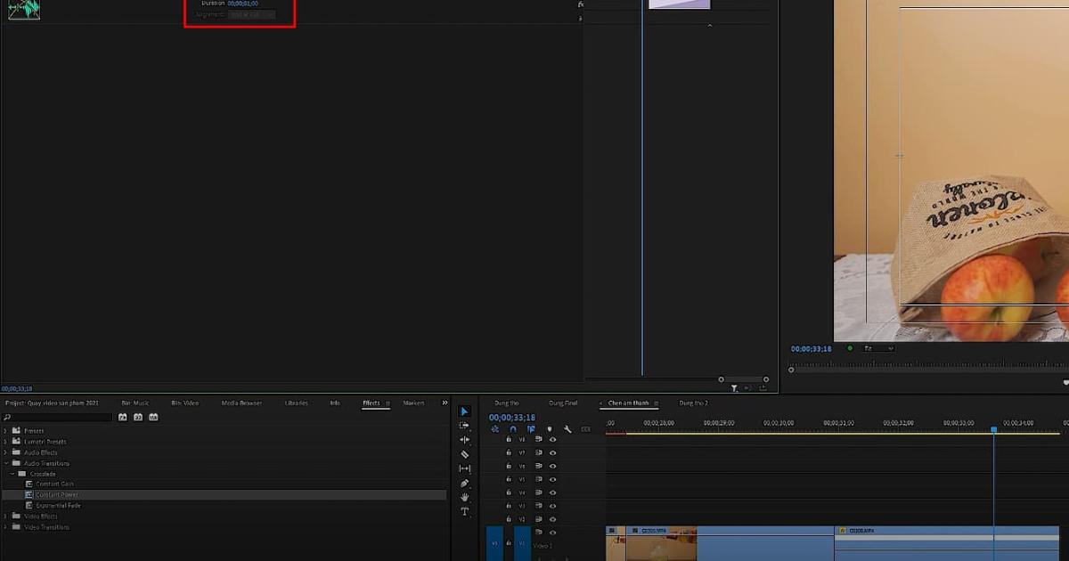 Chỉnh âm thanh trong adobe premiere to dần, nhỏ dần 2