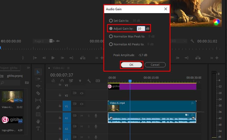 Chỉnh âm to, nhỏ trong Adobe Premiere 2