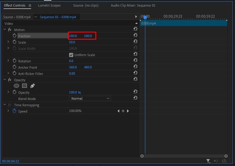Cách chỉnh kích thước video trong Premiere 5