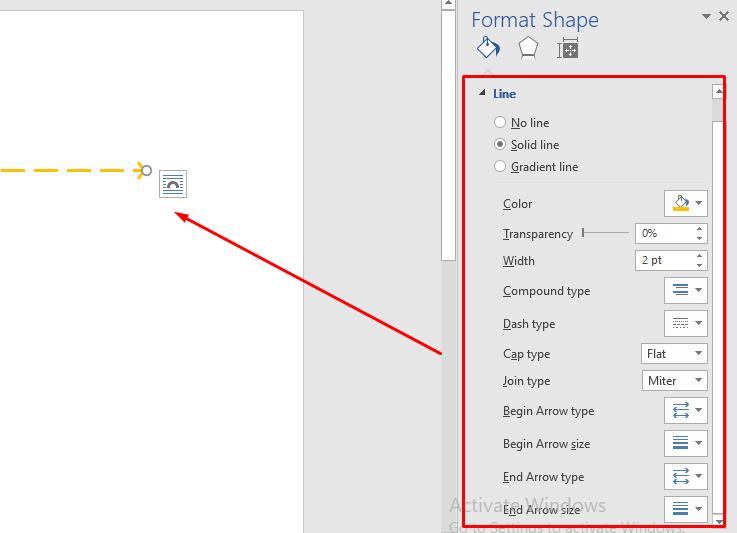 Cách chỉnh sửa đường thẳng đã vẽ trong Word 2
