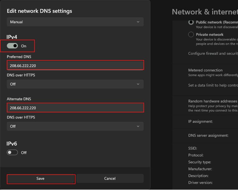 Chỉnh sửa lại cài đặt mạng