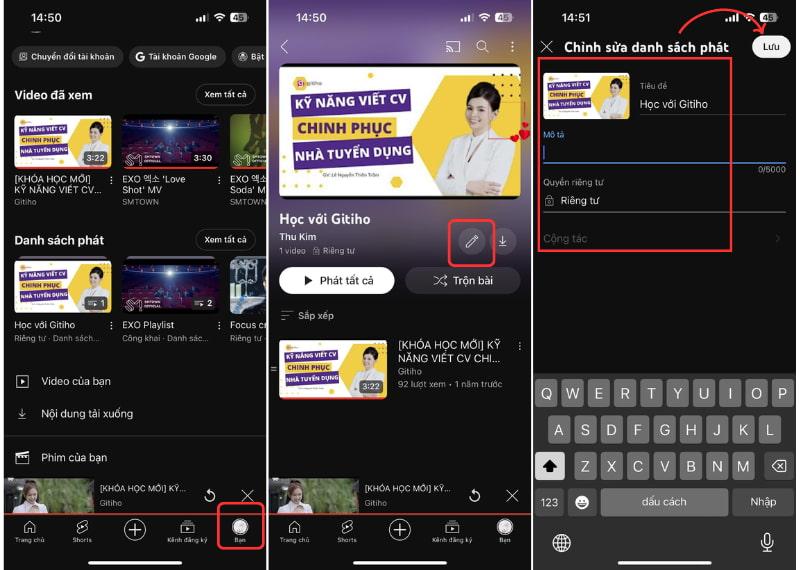 Chỉnh sửa playlist trên điện thoại