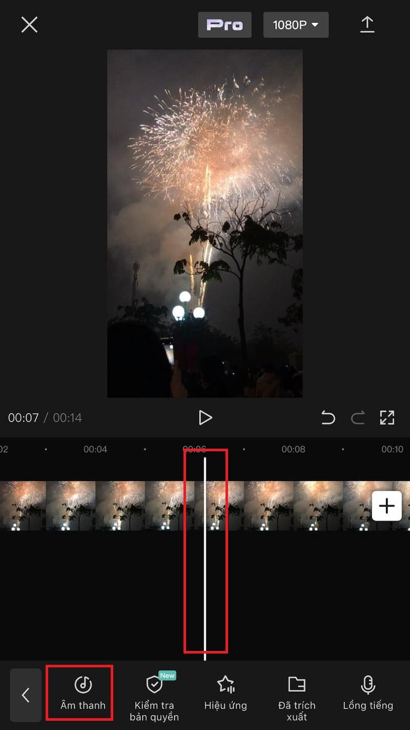 Chọn Âm thanh trên thanh công cụ chỉnh sửa