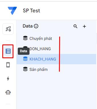 chọn bảng cần liên kết dữ liệu
