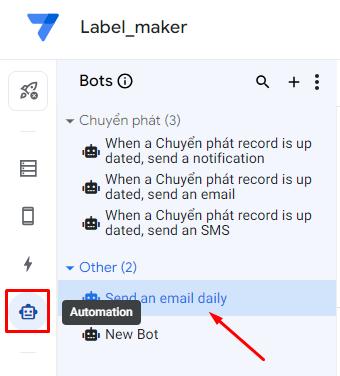 Chọn một Bot để kiểm tra Automation