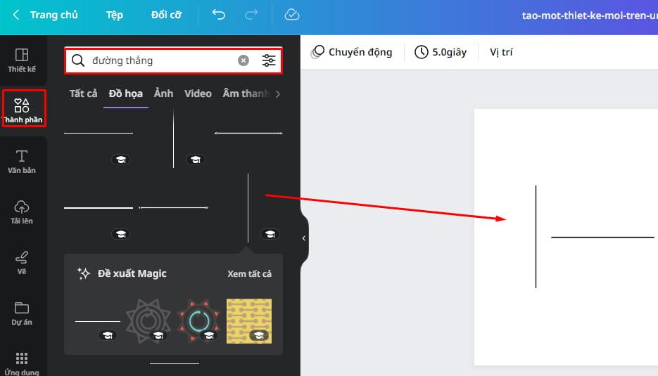 Chọn các đường thẳng để vẽ bảng