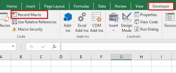 Chọn chức năng Record Macro trong Excel
