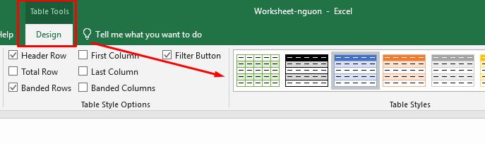 cách mặc định công thức trong excel bằng tạo bảng