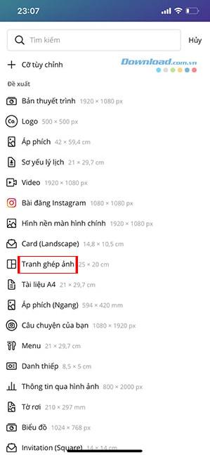 Chọn khung ảnh có sẵn trên Canva