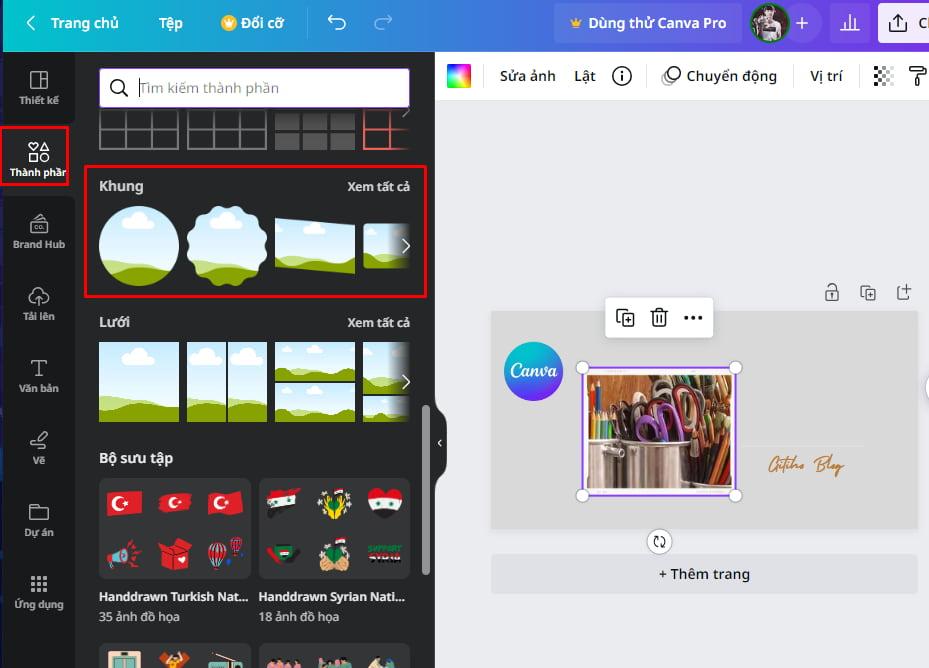 Chọn khung có hình dạng mà bạn muốn cắt
