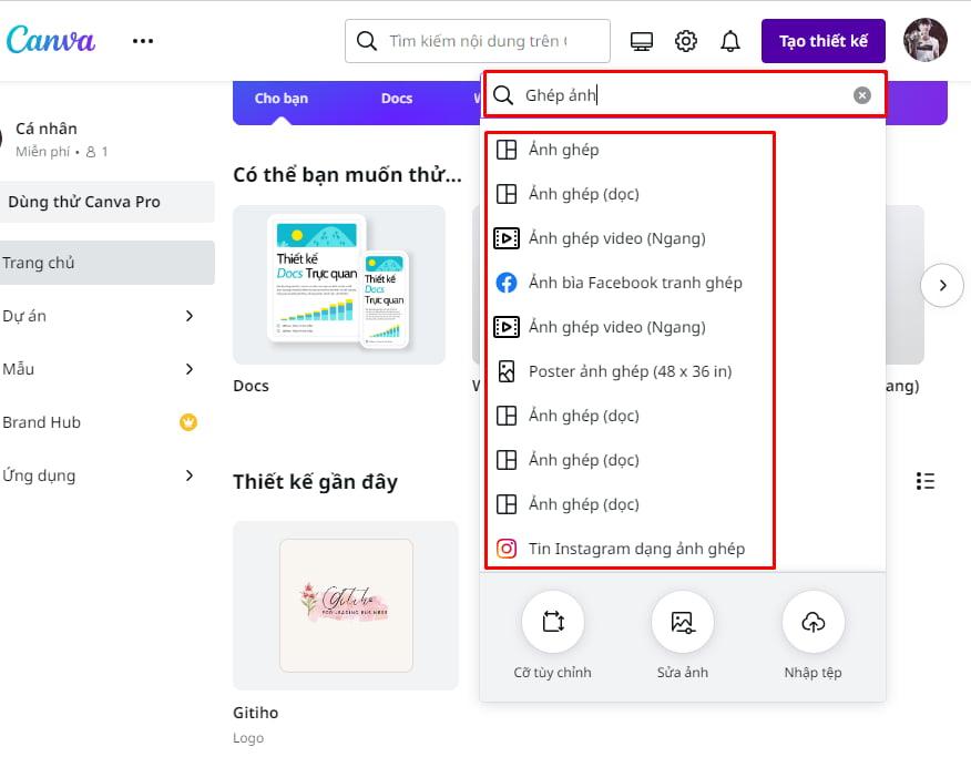 Chọn loại tranh ghép ảnh