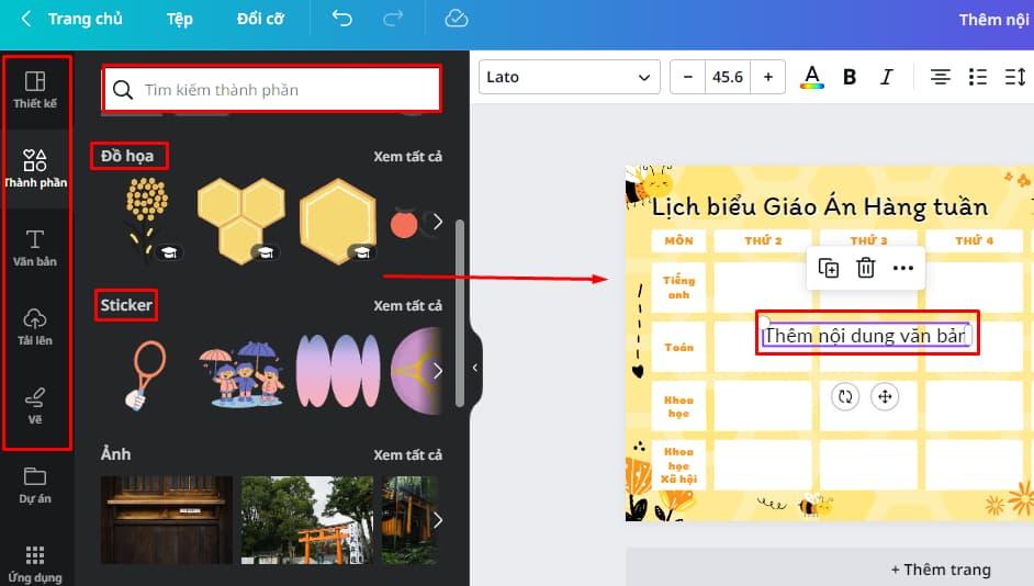 Chọn mẫu lịch và chỉnh sửa bảng phù hợp
