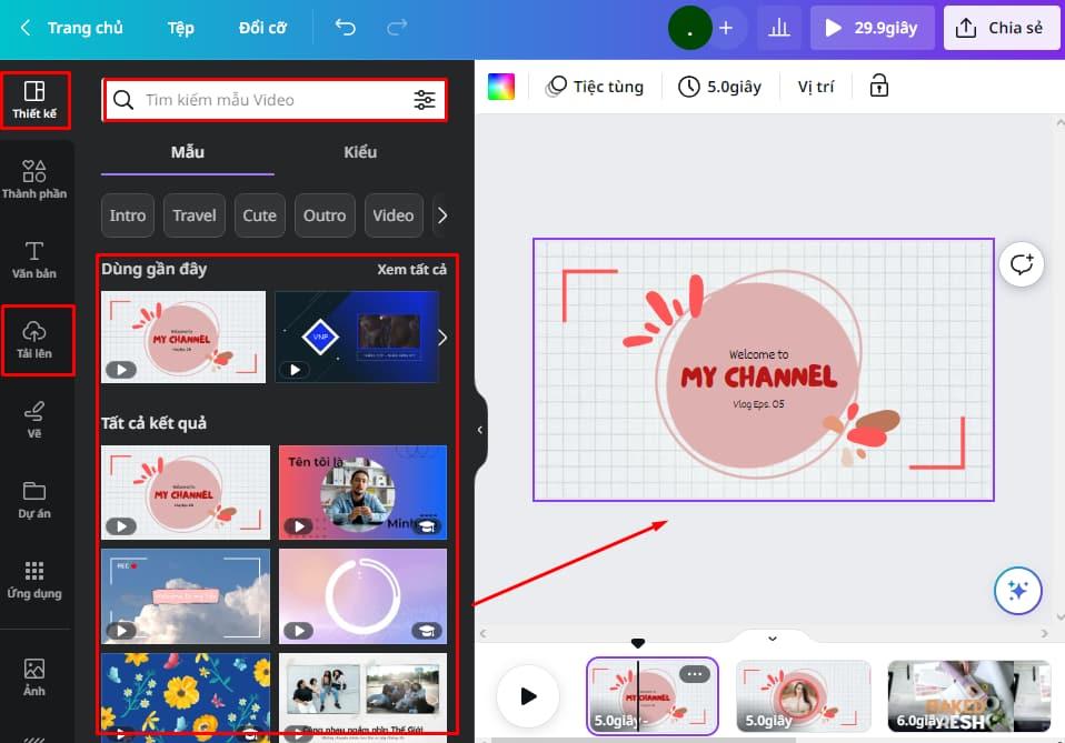 Chọn mẫu video trên Canva hay tự tạo video mới