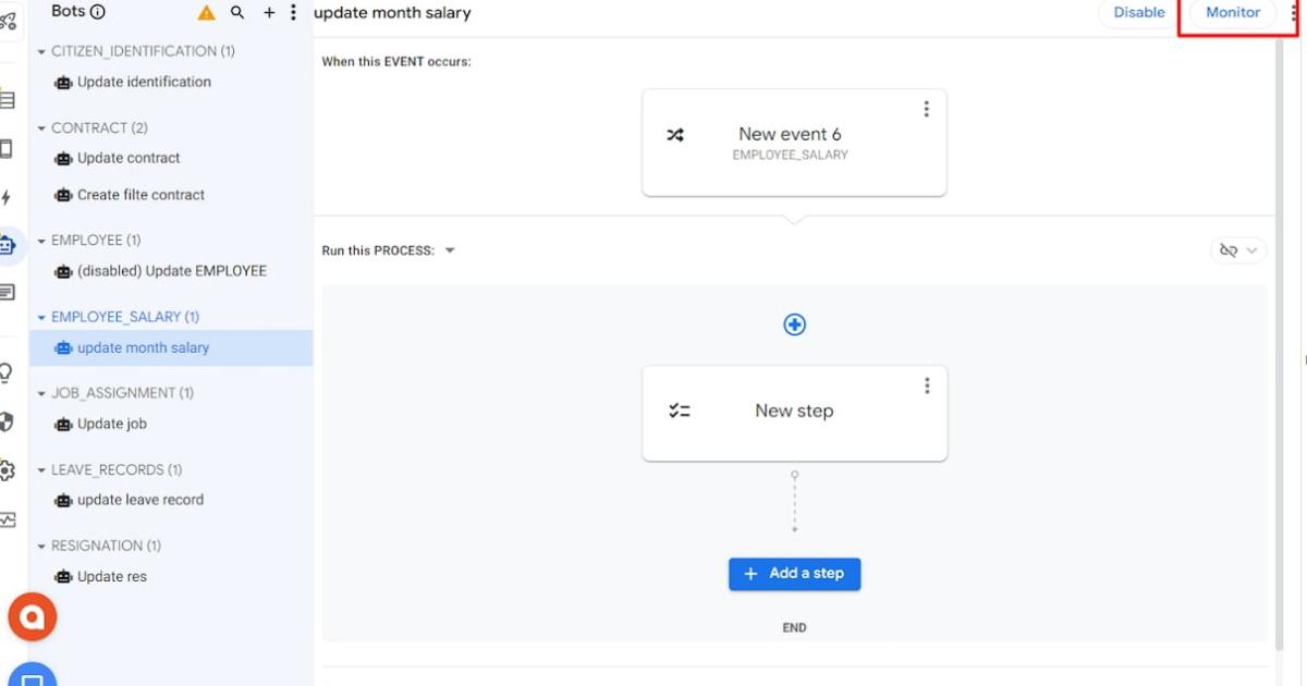 Truy cập vào Monitor của Automation