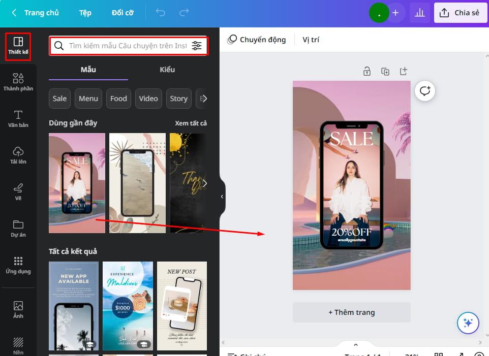 Chọn mẫu Mockup để chỉnh sửa