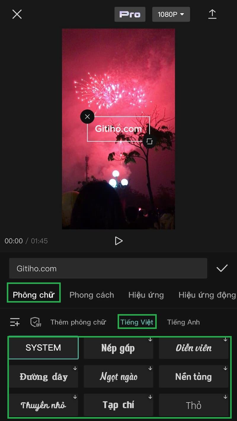 Chọn phông chữ cho văn bản