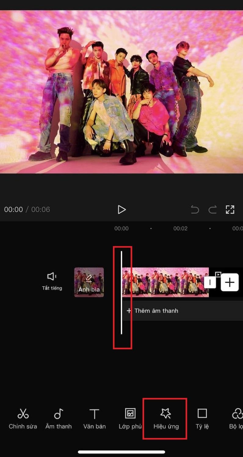 Chọn thêm hiệu ứng cho video