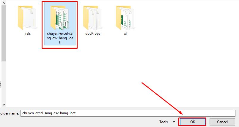 Chọn thư mục để lưu tệp CSV
