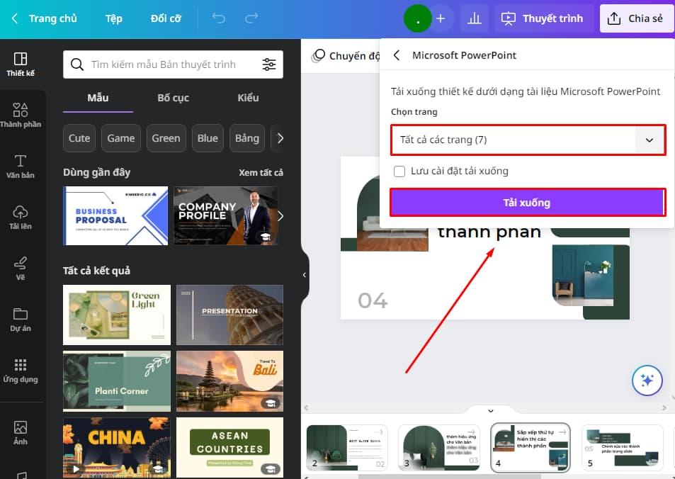 Chọn trang thuyết trình mà bạn muốn tải
