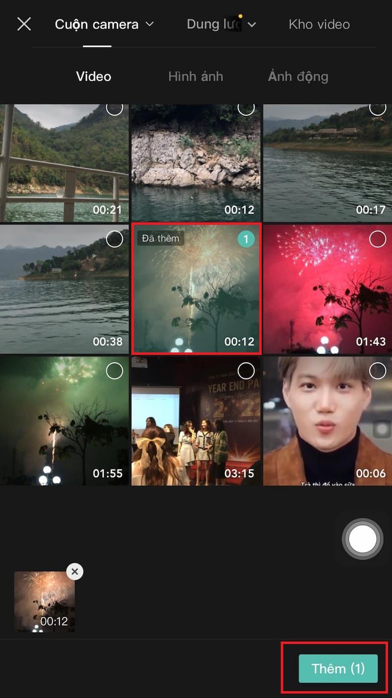 Chọn video thứ 2 muốn ghép vào clip