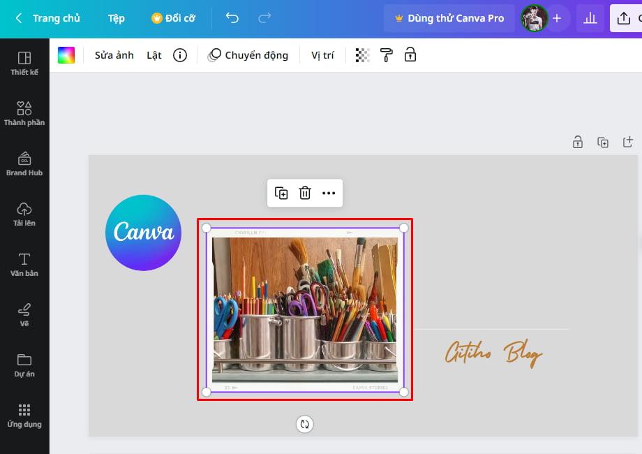 họn ảnh cần cắt của thiết kế