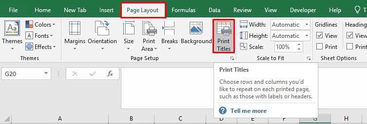 Chức năng in lặp lại tiêu đề Print Titles trong Excel