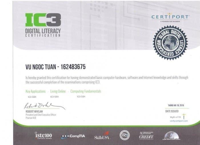 Chứng chỉ tin học IC3