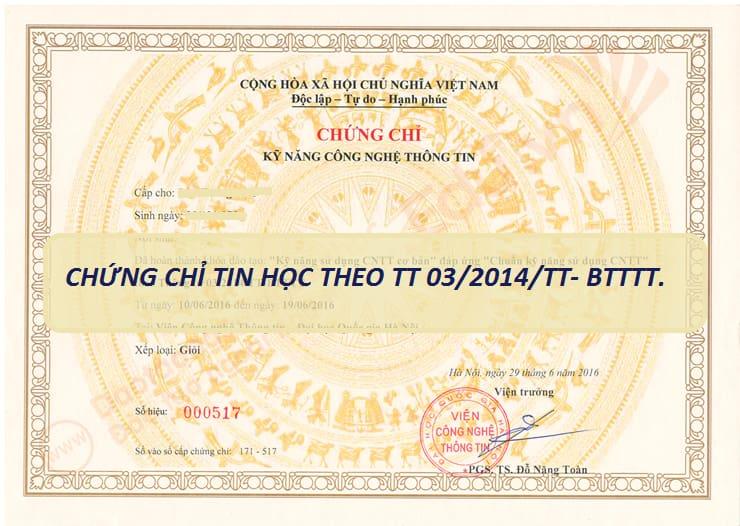 Chứng chỉ tin học văn phòng theo thông tư 03