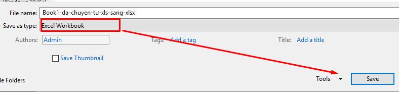 Cách chuyển XLS sang XLSX