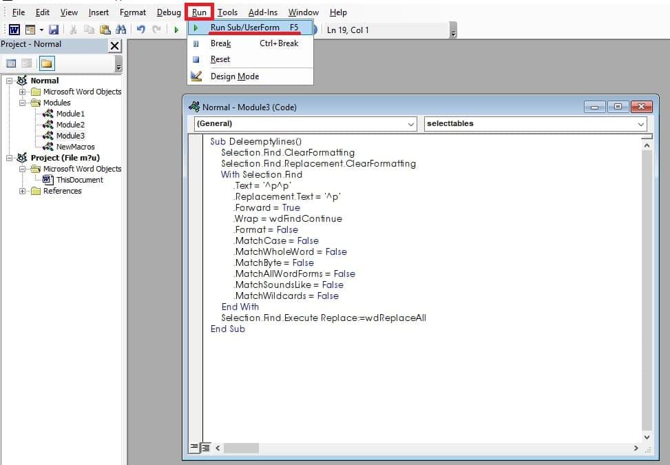 cách xóa dòng trắng trong word bằng VBA