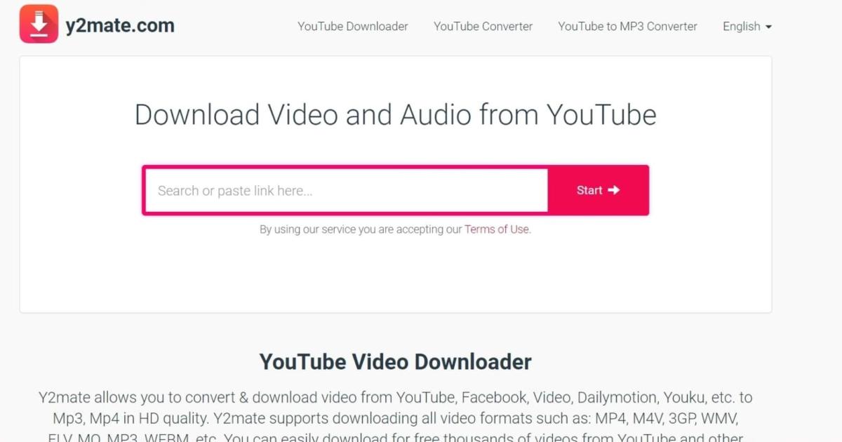 công cụ tách nhạc Youtube y2mate.com 1