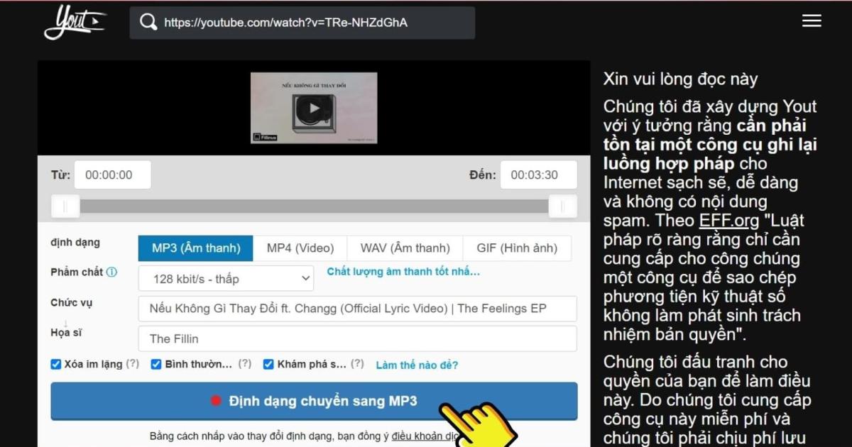 công cụ tách nhạc Youtube Yout.com 4