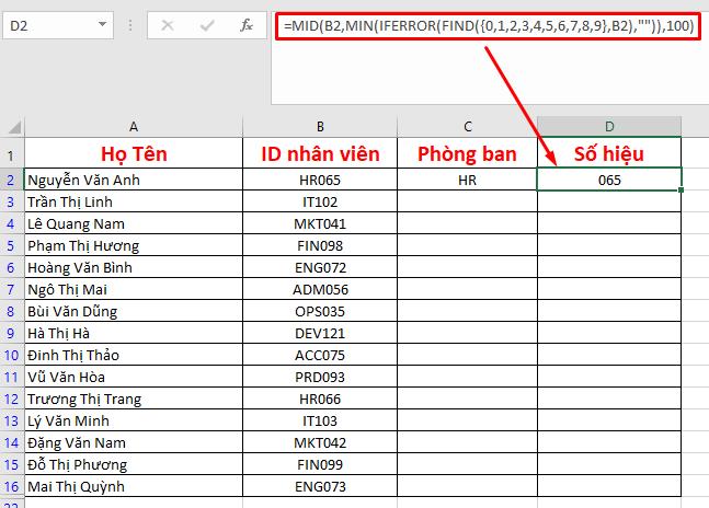 Công thức tách số ra khỏi chuỗi
