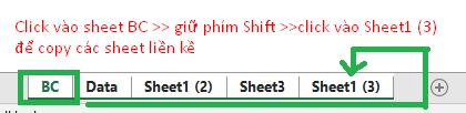 chọn nhiều sheet liền kề để copy