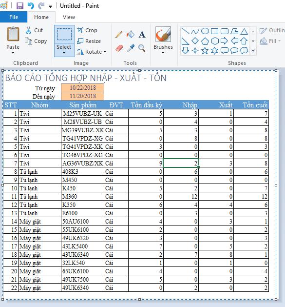 Dán ảnh vào Paint