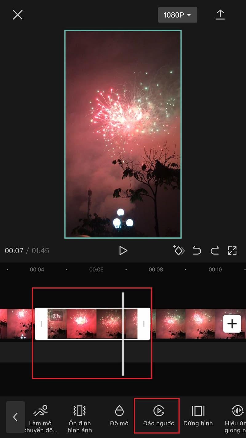 Đảo ngược video trên Capcut