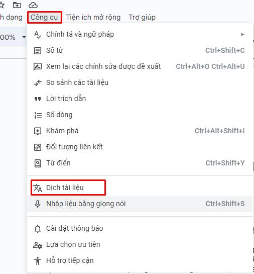 Dịch tài liệu của bạn trực tiếp trong Google Documents