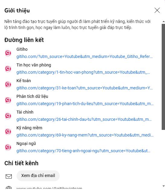 Điền đầy đủ thông tin cho kênh youtube