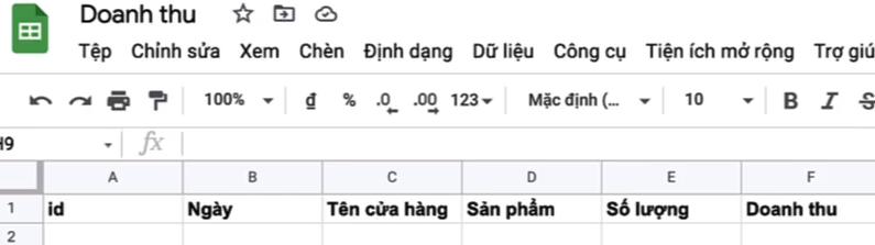 Nhập thông tin các thành phần vào dữ liệu nguồn