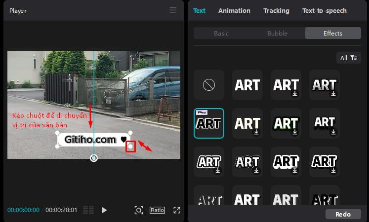 Điều chỉnh lại kích thước và vị trí của văn bản 