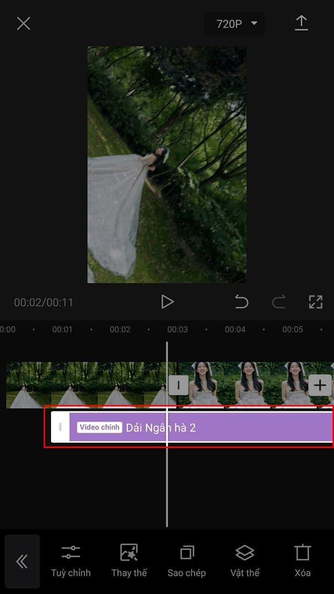 Điều chỉnh thời lượng ở khung hiệu ứng