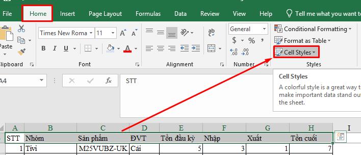 Cách ngụy trang dòng Freeze Panes 1