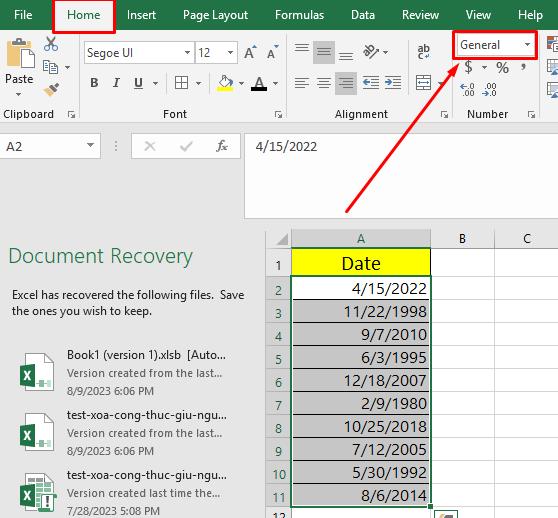 Định dạng ngày tháng năm trong Excel nhanh